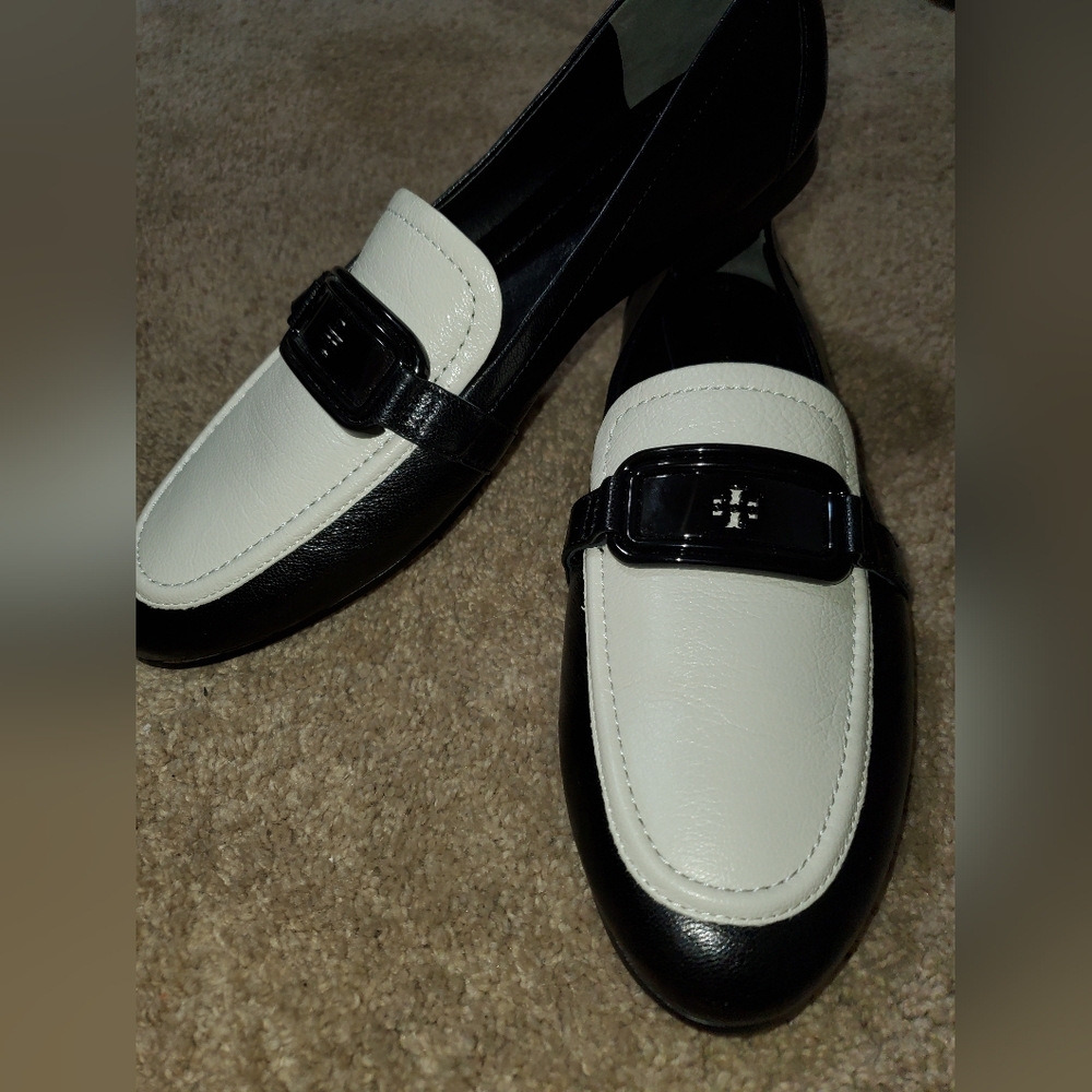 Classic Black and White Womens Loafers 9.5
